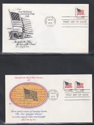 USA 1978 4 FIRST DAY COVERS FLAG STAMP PLUS BOOKLET PANE WITH CACHETS - Image 1 of 2