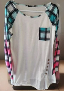Touch Girl Shirt Size XXL Long Sleeve Button Design Plaid Sleeves - Picture 1 of 10
