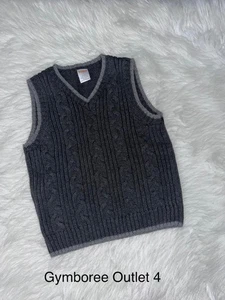 Gymboree Outlet Family Portrait Gray Cable Knit Sweater Vest Size 4 EUC - Picture 1 of 1