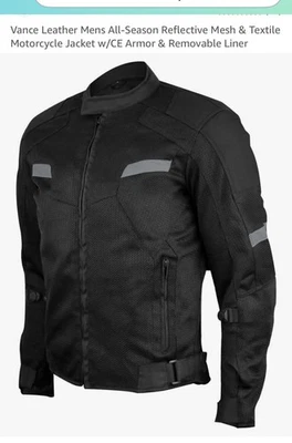 Vance Leather Advanced 3-Season CE Armor Motorcycle Jacket CD4 Black Medium NWT - Image 1 of 4