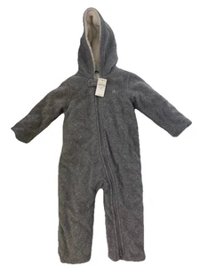 NWT Vintage Baby Gap Hooded Quilted Fleece Snowsuit Zip Up Sherpa lined 6-12mos - Picture 1 of 5