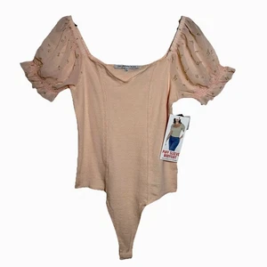 Celebrity Pink Junior’ Gr. XL Semi-Sheer Puffärmel Body Peach Coquette Y2K - Bild 1 von 9