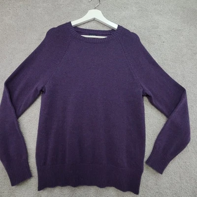 J. Suéter Crew Para Hombre Medio Púrpura Tejido Apretado Cuello Redondo Manga Raglán Pullover Foto 1 de 4