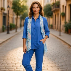 Pantaloni Chico's Donna Capris Tg 3 XL 16 Pull On 21" Amparo Blu Elasticizzati Crop NUOVI - Foto 1 di 7