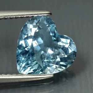 2.61 ct Heart Cut (10 x 10 mm) Brazil Natural Sky Blue Aquamarine Loose Gemstone - Picture 1 of 2