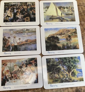 Jason Cork Back Placemats Renoir Set of 6 Famous Paintings - Picture 1 of 6