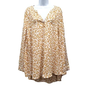 Torrid Animal Print Hi-Low Tunic Top Blouse V-Neck Tan Size 3 Cheetah Flowy - Picture 1 of 11