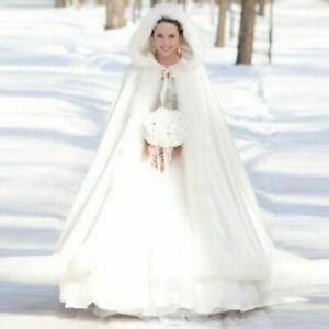 heiß Neue wunderschöne Winter Braut Hochzeit  lange weiße Cape Umhang Wraps
