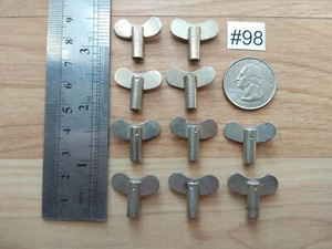 Lot 10 vintage wind-up winding alarm clock keys round hole Steampunk parts #98 - Picture 1 of 5