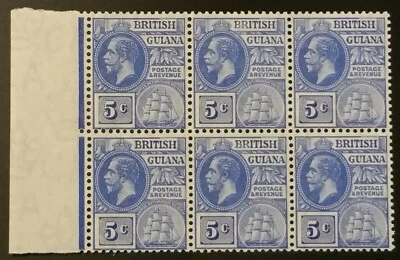 British Guiana 1913 George V Era Block Stamps Sc 181. SG 262 BLOCK of 6 MINT NH - Image 1 of 4