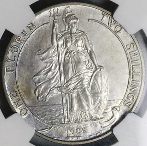 Moneda de plata mate a prueba de Gran Bretaña florín Eduardo VII 1902 NGC PF 63 (22090409D - Imagen 1 de 6