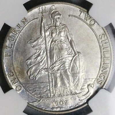 1902 NGC PF 63 Edward VII Florin Great Britain Proof Matt Silver Coin (22090409D - Image 1 of 4