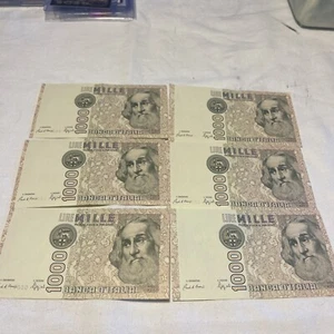 Italy 1000 Lire 1982 AU/BU Cond Banknotes,Lot 6 pieces ,Sequential Notes - Picture 1 of 10