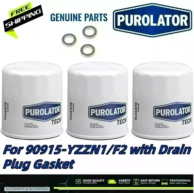 3 Set For Toyota Tercel Oil Filter with Drain Plug Washer 90915-YZZF2/N1 - Image 1 of 4