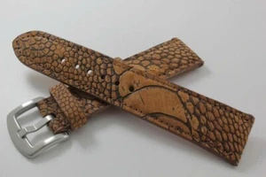 Ostrich Leg Watch Band, Rustic Ostrich Leather Watch Strap, Handmade Caramel - Picture 1 of 8