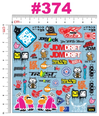 JDM Racing Water Slide Decal White Toner  1/24 - 1/28 RC Model Dicast Hot! #374 - Image 1 of 4