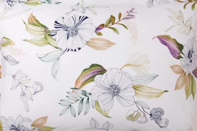 NUEVO CON ETIQUETAS Yves Delorme Belle De Nuit Queen Sábana Plana Floral Blanco Azul Multi Francia Foto 1 de 4