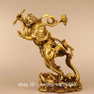 China Copper Brass Handmade Mythical figure statue Kuixing God Kui Xing Dian Dou - Picture 1 of 5