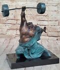 100% Genuine Solid Bronze Weightlifters Weight Lifer Bronze Sculpture Figurine