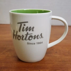 Tim Hortons Coffee Mug Limited Edition #014 White & Silver Green Interior - EUC - Picture 1 of 8