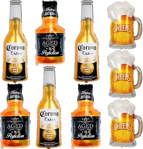 9pz Corona Whisky Birra Tazza Whisky Mylar Palloncini Elio, Uomo Donna Ragazzi Ragazze Birra The - Foto 1 di 7