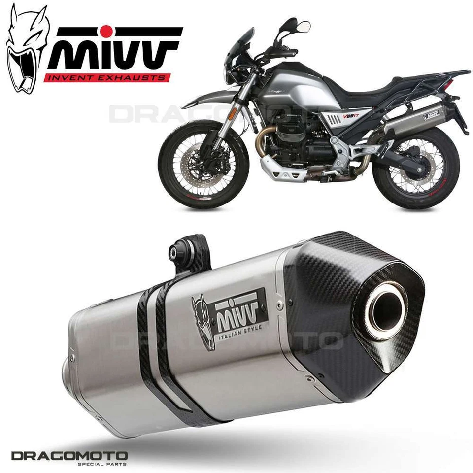 Silenziatore Mivv Speed Edge acciaio inox Nero/tappo Carbonio Moto Guzzi V85tt -