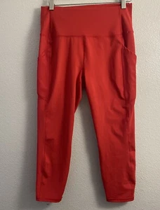 Spyder Active Capri Leggings Women's Large Red High-Waist Side Pockets - Picture 1 of 9