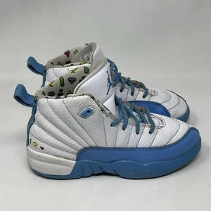 Nike Air Jordan 12 Retro TD Emoji Kids Boys Size 13 C White Blue UNC Shoes - Picture 1 of 20