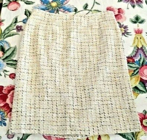 NWT Oscar by Oscar de la Renta 12P Natural Tweed Skirt - Picture 1 of 2