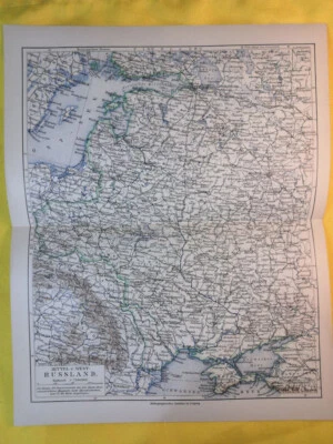 Mapa geográfico vintage Imperio ruso europeo 1897 Ucrania Estonia C21 Foto 1 de 3