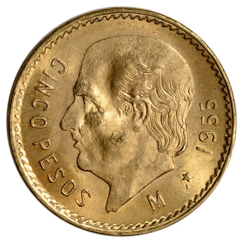 1955 Mexico Gold 5 Pesos (.1205 oz) - BU Cover