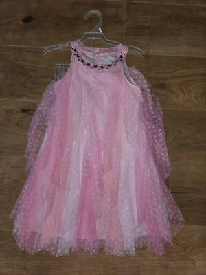Tahari Girls Pink Layered Hearts Dress Size 6X Jeweled Party Sleeveless NWT - Image 1 of 4