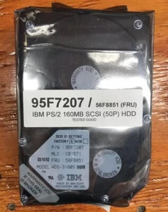 95F7207 / 56F8851 IBM PS/2 160MB SCSI HDD 50-PIN TESTED WDS-3160 - Picture 1 of 1