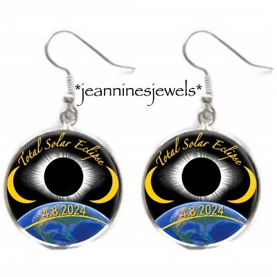 Pendientes Eclipse Arte Gráfico Impresión Plata Dije Cuelga Ciencia Profesor Regalo Foto 1 de 4