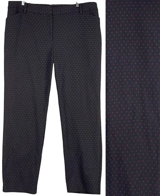 Talbots Womens 18W High Waist Ankle Pants Black Red Polka Dot Plus Size Tailored - Image 1 of 4