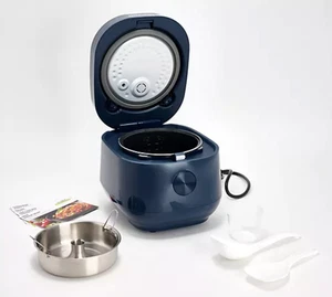 GreenPan 8 cup Ceramic Fuzzy Logic Carb Reducing Rice Cooker-OXFORD BLUE-K98191 - Picture 1 of 3