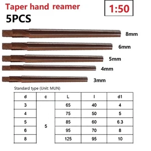 Hand Reamer Hand Reamer Precision Milling 3/4/5/6/8mm 5PCS Degree - Picture 1 of 12