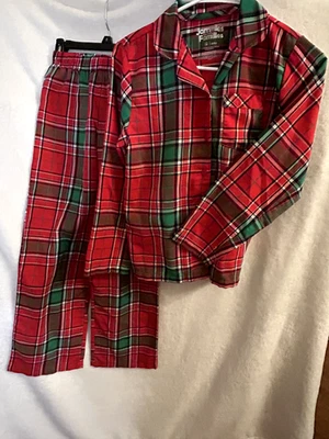 Girls 12 Red/Green Plaid Jammies for your Families Notched Collar Long Pant PJs - Image 1 of 3