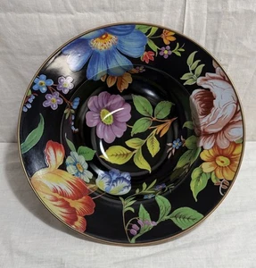 Cuenco para servir esmaltado Mackenzie Childs Black Flower Market - Imagen 1 de 12