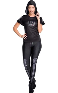 LICENSED DARTH VADER RHINESTONE T-SHIRT ADULT WOMENS STAR WARS HALLOWEEN COSTUME - Imagen 1 de 2