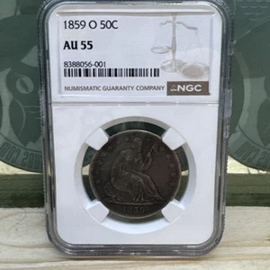 1859 O NGC AU55 Seated Liberty Half Dollar New Orleans - Picture 1 of 6