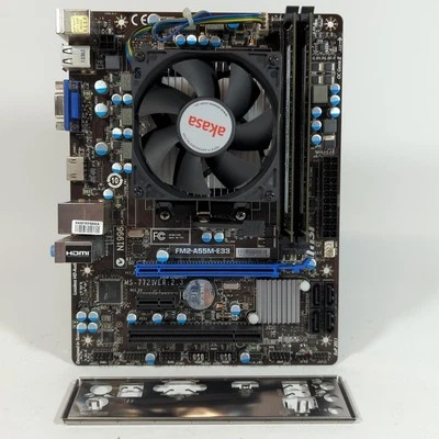 MSI FM2-A55M-E33 MS-7721 AMD A10-5700 Quad 4GHz 8GB DDR3 Trinity Radeon - Image 1 of 4