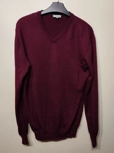 Maglione Jaeger Claret lana merino taglia media maglione leggero rosso intenso scollo a V - Foto 1 di 8