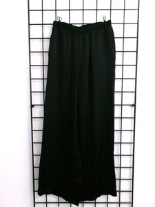 TAHARI 🌸  SIZE XS==BLACK / SATIN / FLOWING WIDE LEG  / PULL ON EVENING PANTS - Picture 1 of 7