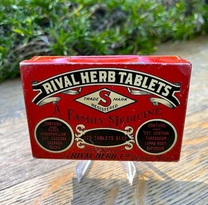 Antique Rival Herb Tablets Tin ~ Medical Advertising ~ Detroit, MI - Picture 1 of 3