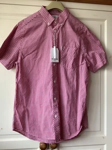 Ben Sherman Red & White Gingham Short Sleeve Cotton Shirt.Size medium . Bnwt - Picture 1 of 4