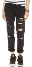 Genetic Denim Alexa Mid Rise Slim Boyfriend Crop Jeans Ripped Indigo Blue 26