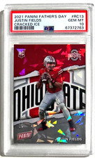2021 Panini Father's Day Justin Fields Cracked Ice RC #'d 14/50 PSA 10 POP 3 OSU