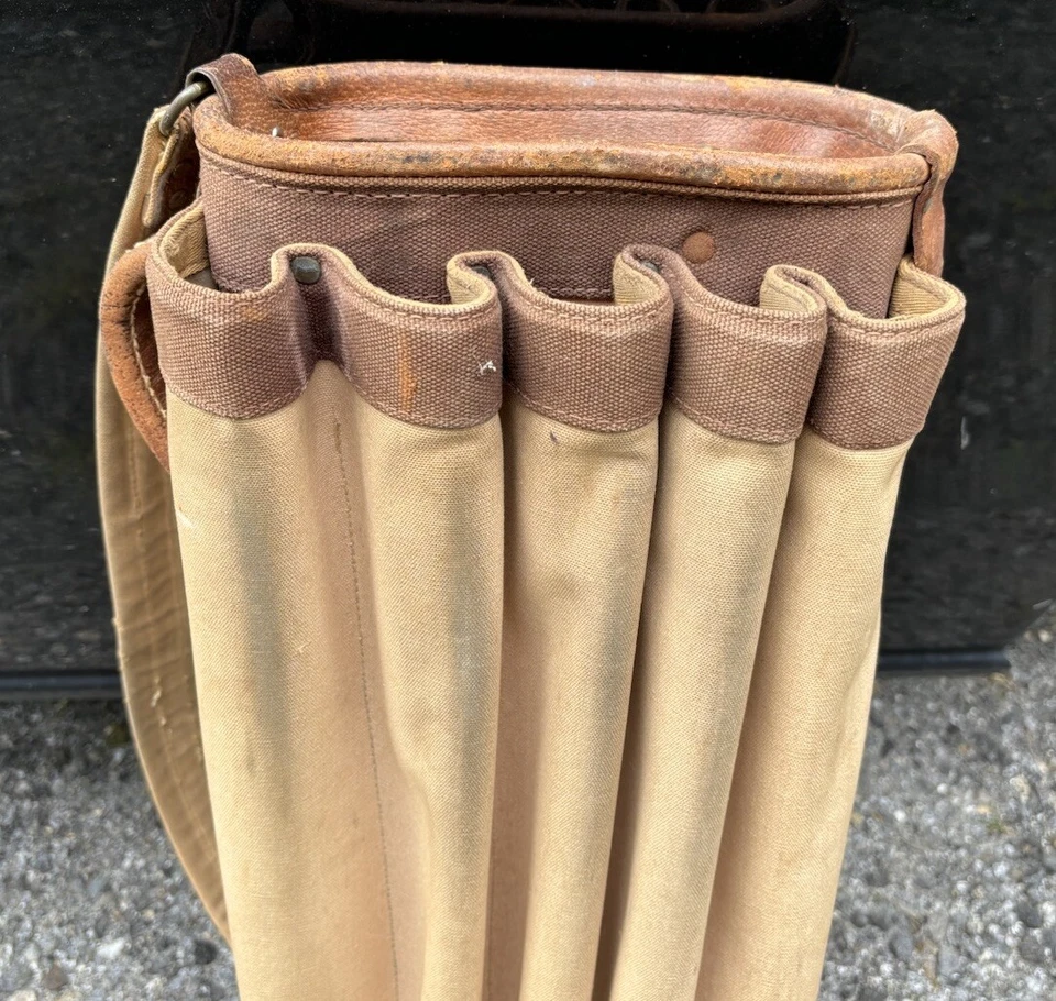 BOLSA DE GOLFE ANTIGA RARA HUGHES PATENTE TUBO ÓRGÃO COURO, CORREIA, lona década de 1940 - Imagem 1 de 4
