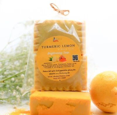 Jabón natural limón cúrcuma jabón ácido kójico para piel desigual (2 piezas) Foto 1 de 4